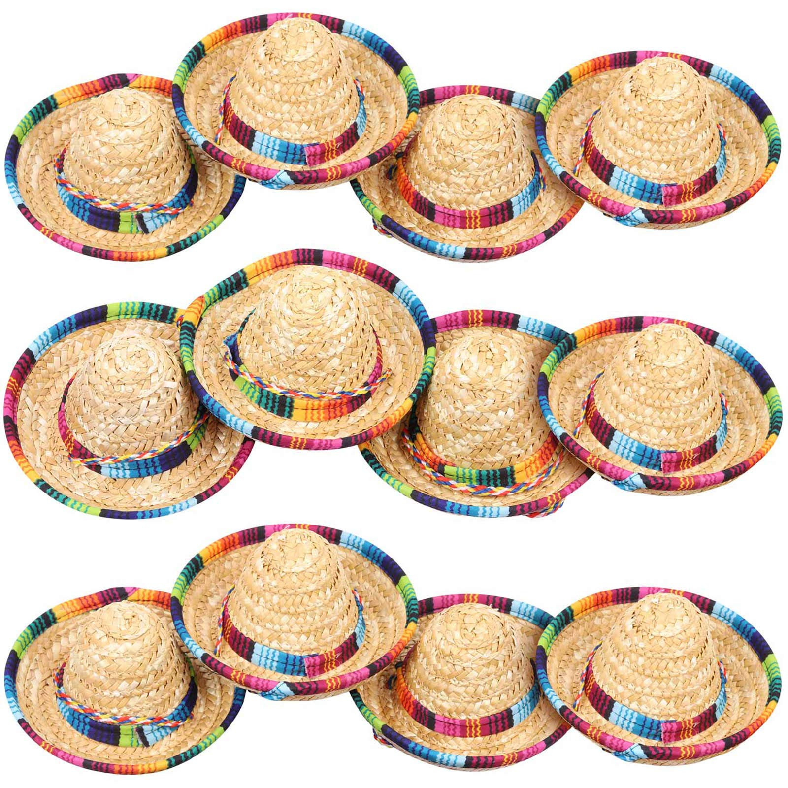 LoveBB 12 Pack Mini Sombrero Hats 5.9 Inch Small Straw Sombreros Cinco de Mayo hats for Kid Pet D... | Amazon (US)