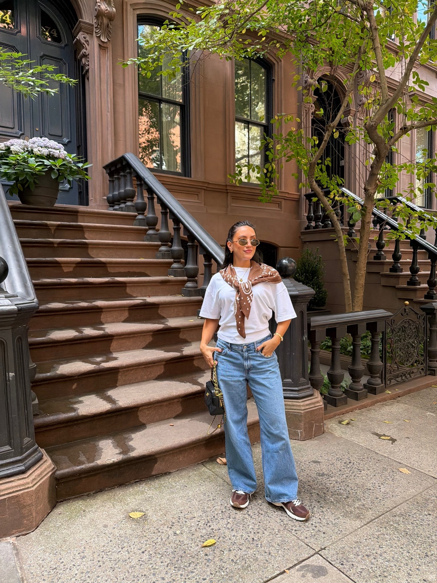 Prefect fall transition outfit. Nothing is better than a loose jean and a white tee. Love adding  pop of color or pattern in an accessory, like this bandana scarf!

Top- small
Jeans- 27 short (perfect for my petite girls!)
Sneakers-8

#LTKNYFW #LTKootd #LTKPetite