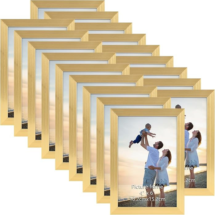 Hoikwo 18 Packs 4x6 Gold Multi Plastic Picture Frames Set with Plastic Cover for Family Photos, A... | Amazon (US)