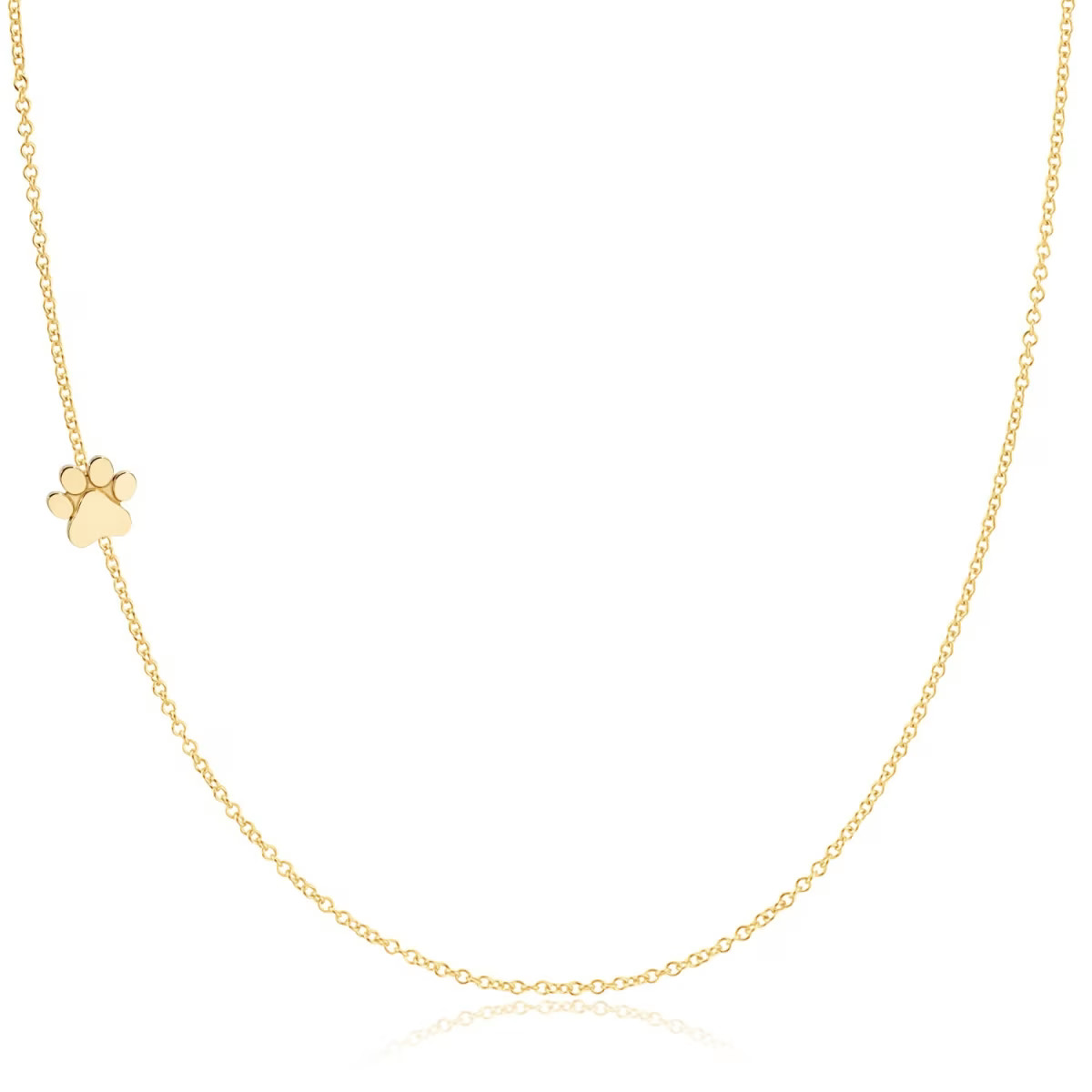 14K Gold Asymmetrical Charm Necklace - Yellow Gold - Paw Print | Wolf & Badger