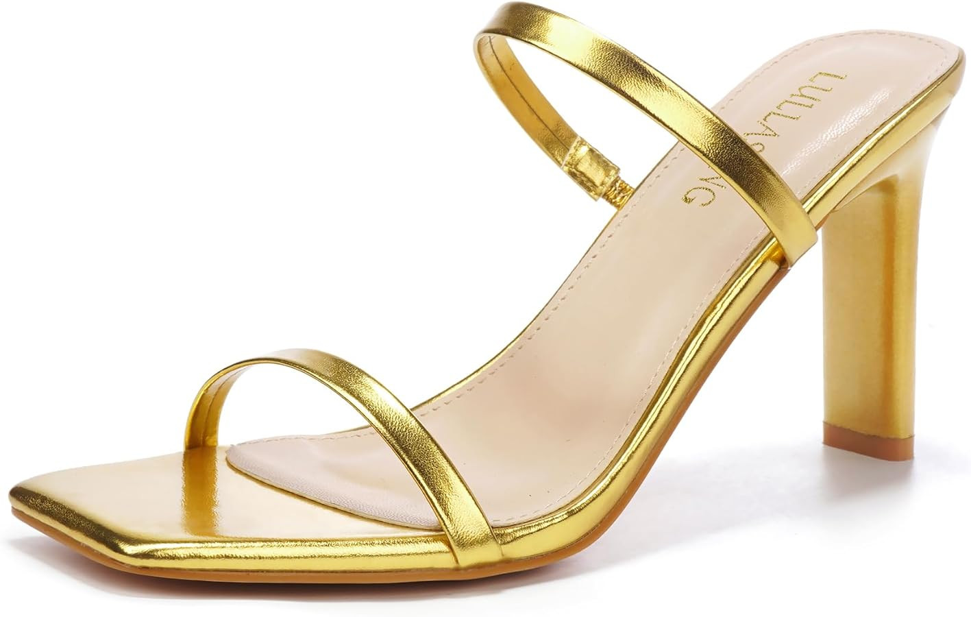 Women's Heels Sandals Block Chunky Mid Heels Slip On Slides 3.5 Inch Heeled Square Open Toe Sanda... | Amazon (US)