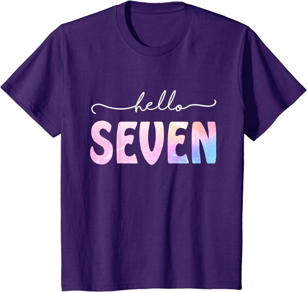 Hello Seven 7 Year Old 7th Birthday For Girl 7 BDay Tie Dye T-Shirt | Amazon (US)