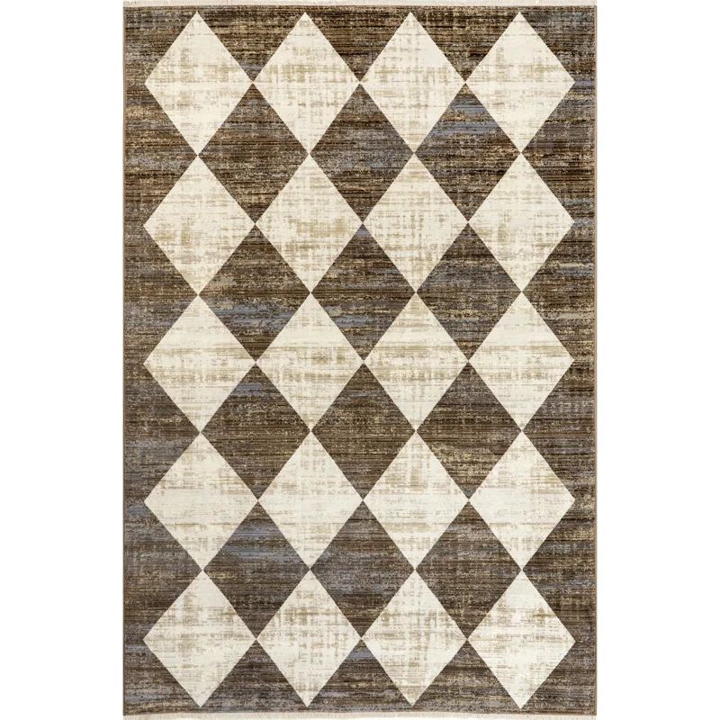 Meline Checkered Fringe Area Rug | Wayfair North America
