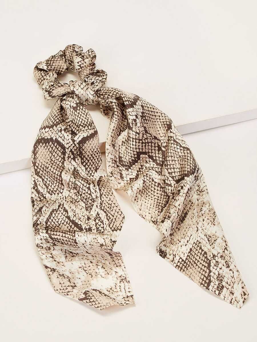 Snakeskin Print Scrunchies Scarf | SHEIN