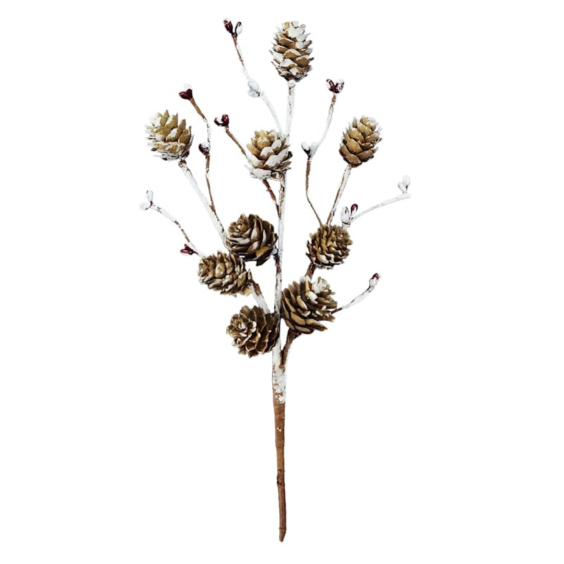 Flocked Pinecone Ornament Pick, 12" | At Home