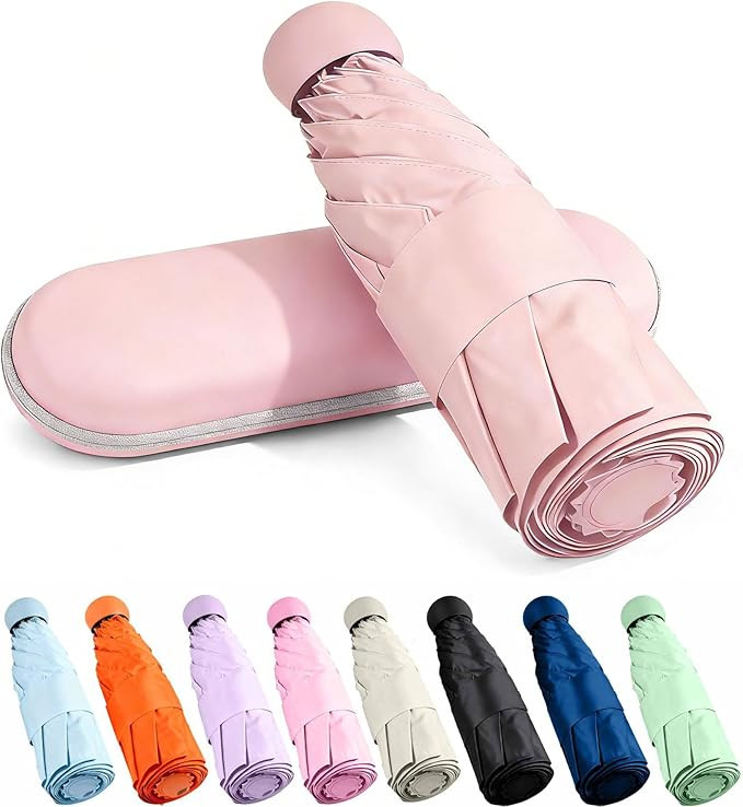 Travel Essentials Mini/Compact Umbrella for Purse - Small Lightweight, UV Sun Protection, Tiny Um... | Amazon (US)