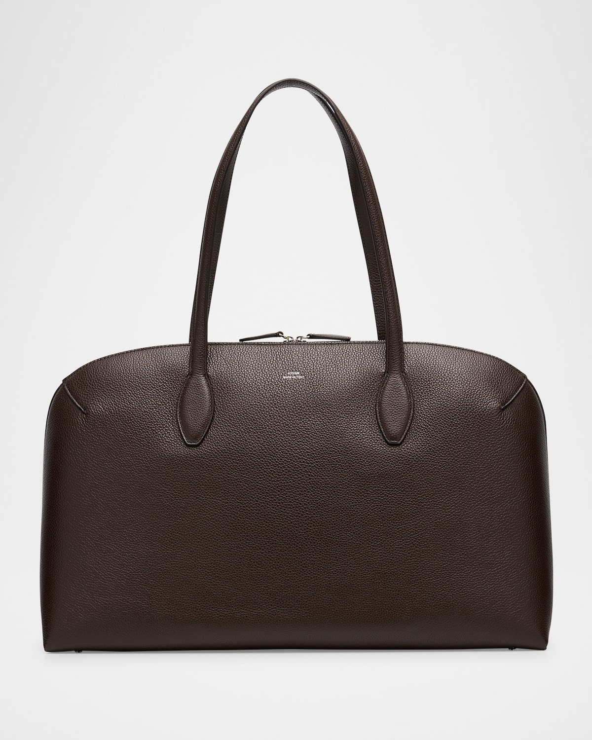 Curved Grain Leather Day Tote Bag | Neiman Marcus