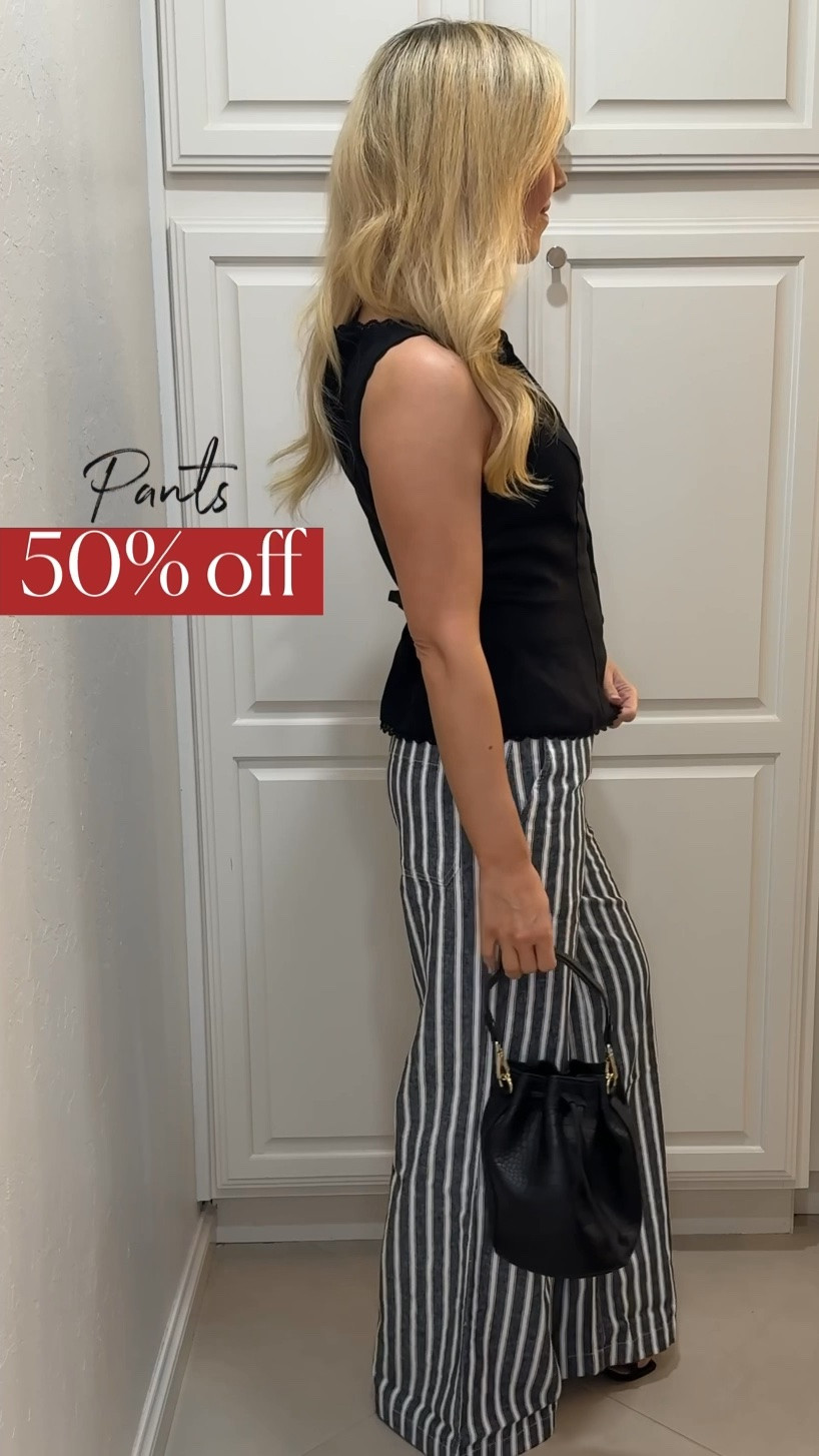 Striped pants on sale! 
Fit TTS
spring outfit
Vacation 
Summer outfit

#LTKSaleAlert #LTKSeasonal #LTKdayinmylife