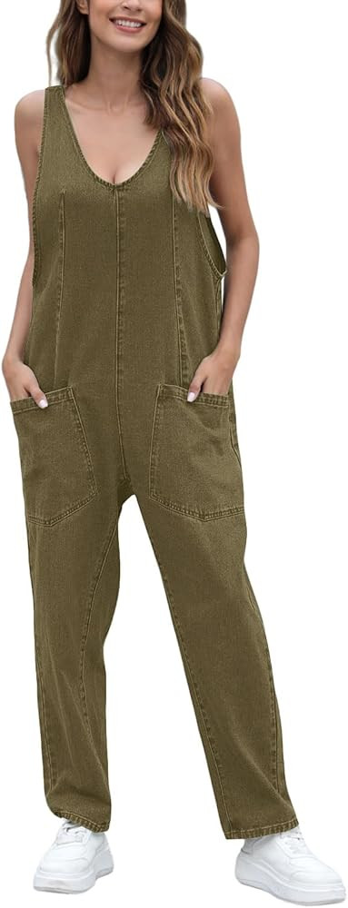GREAIDEA High Roller Denim Jumpsuits for Women Casual Sleeveless Loose Baggy Overalls Jeans Pants... | Amazon (US)