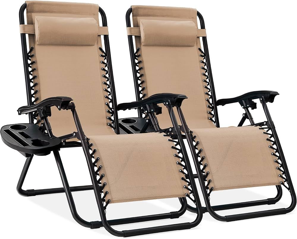 Best Choice Products Set of 2 Adjustable Steel Mesh Zero Gravity Lounge Chair Recliners w/Pillows... | Amazon (US)