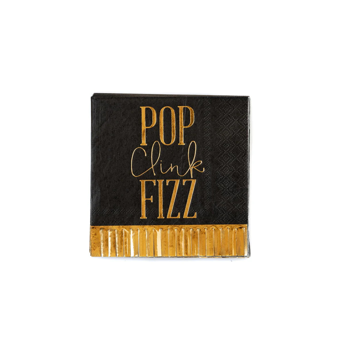 Pop Clink Fizz Fringed Cocktail Napkins | My Mind's Eye