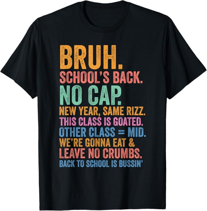 Skibidi Back To School’s Back No Cap Rizz Class Is Goated T-Shirt | Amazon (US)