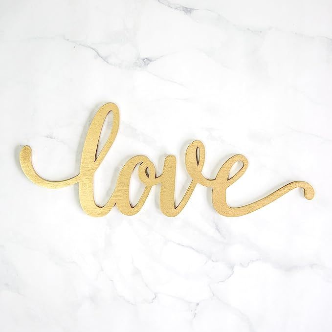 Love Wood Sign Home Décor Wall Art Gold 24" x 10" | Amazon (US)