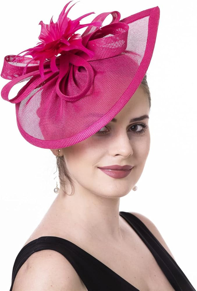 SAFERIN Fascinator for Women Hair Clip Hat Bowler Feather Flower Veil Wedding Party Hat Tea Hat | Amazon (US)