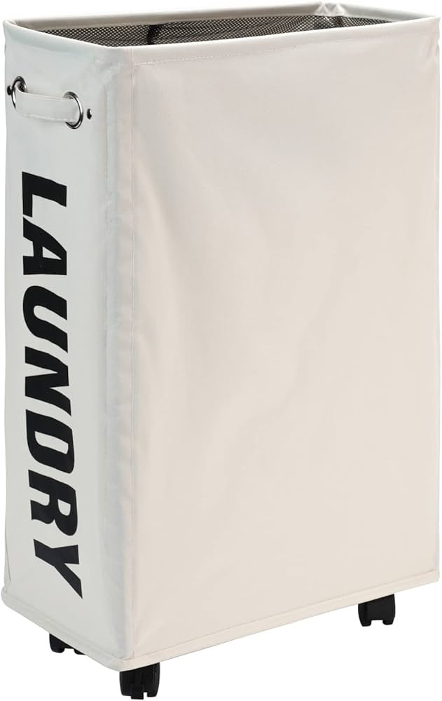 DOKEHOM 25-Inches Slim Laundry Basket on Wheels, Collapsible Rolling Laundry Hamper, Foldable Nar... | Amazon (US)