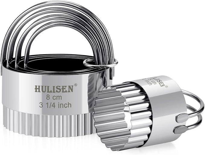 HULISEN Biscuit Cutter Set (5 Pieces/Set), Stainless Steel Round Biscuit Cutters with Handle, Wav... | Amazon (US)