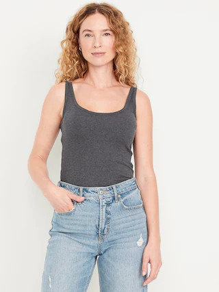 First-Layer Ribbed Scoop-Neck Tank Top | Old Navy (US)