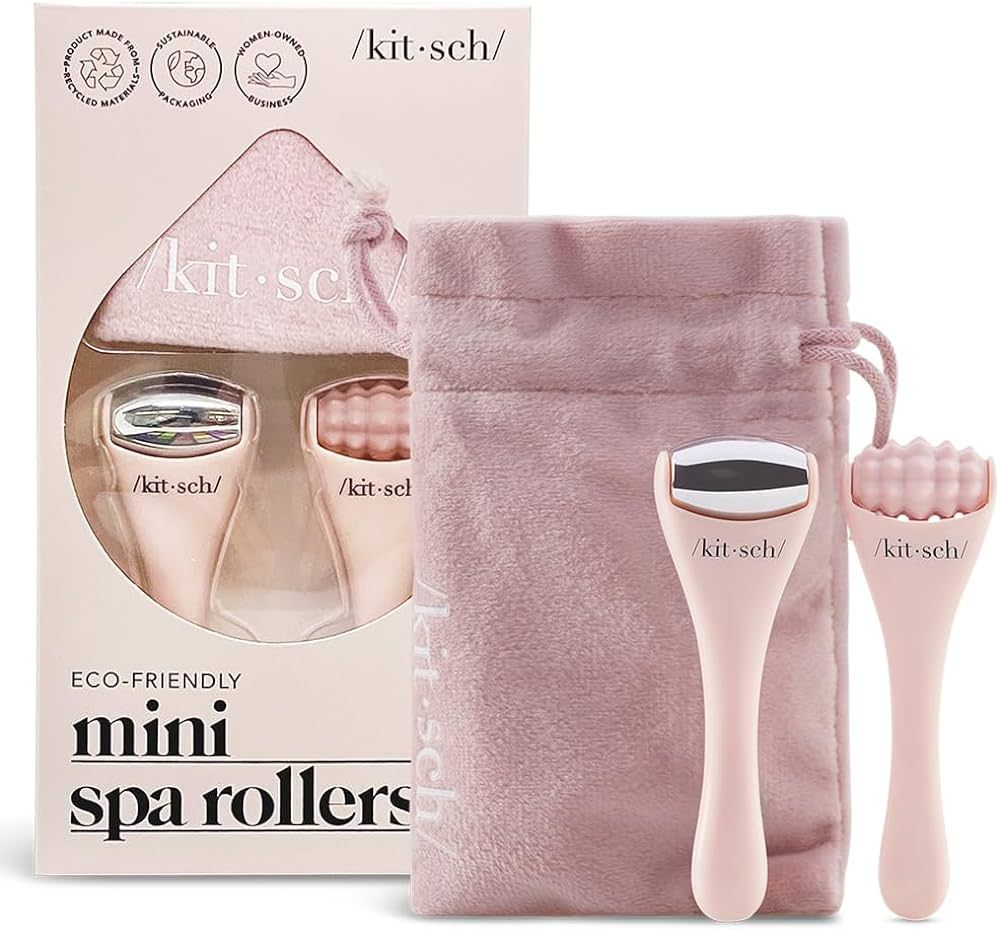 Kitsch Mini Ice Roller & Mini Face Roller Set with Pouch - Ice Roller for Face & Eye Puffiness Re... | Amazon (US)