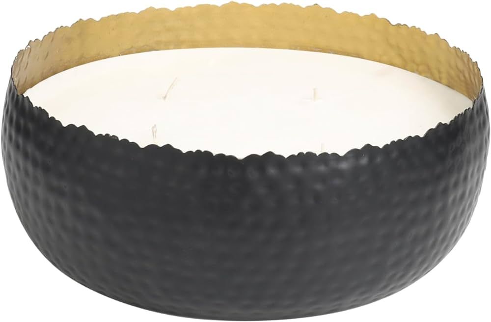 CosmoLiving by Cosmopolitan Metal Campfire Scented Wide Hammered 90 oz 4 Wick Candle with White W... | Amazon (US)