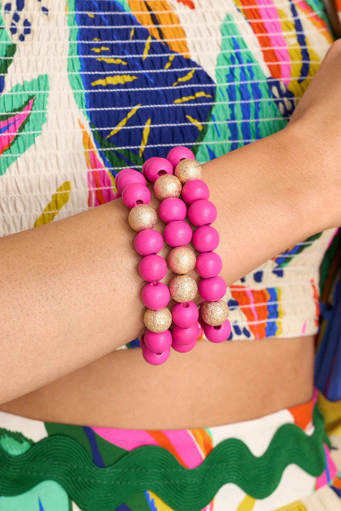 Striking Sight Fuchsia Bracelet Set | Red Dress 