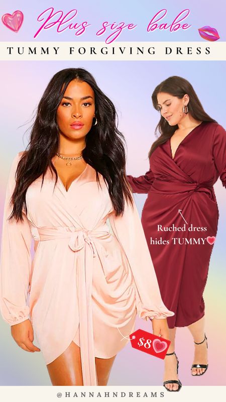 Plus size and mid size tummy forgiving wrap dress! 💕

Perfect for gala, date night, party and all other special occasions ❤️✨

Why I choose this dress:  🫶🏻
✅ Big V-neck makes your face appear to be smaller
✅ self tie belt accentuate the hourglass figure 
✅ satin texture makes the dress looks naturally expensive 

PERFECT 💝

#LTKplussize #LTKfindsunder50 #LTKparties