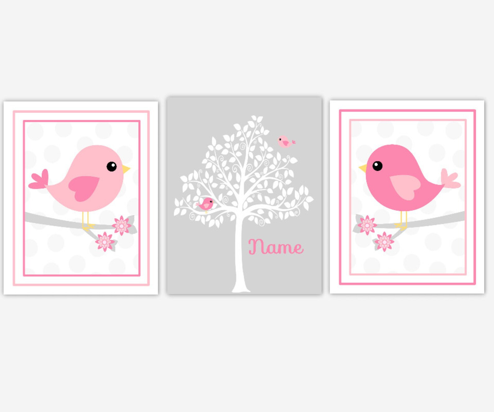 Birds Baby Girl Nursery Art Pink Nursery Prints Pictures | Etsy | Etsy (US)