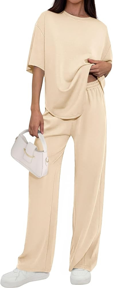 PRETTYGARDEN 2 Piece Lounge Sets for Women Summer 2026 Short Sleeve Matching Airport Travel Outfi... | Amazon (US)