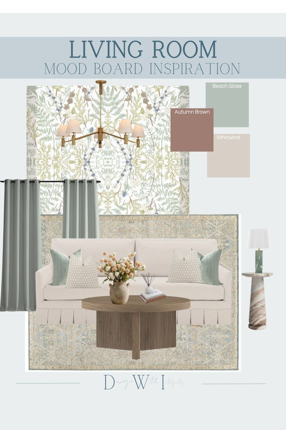 This mood board blends soft coastal tones with warm earthy accents for a space that feels both fresh and grounded. The mix of muted greens, warm browns, and airy neutrals creates a palette that is calming but still full of depth.

I love how the botanical pattern and layered textiles bring in a subtle sense of movement, while the warm wood tones keep everything feeling anchored and inviting.

If you are drawn to a relaxed, nature inspired living room with a refined edge, this is a beautiful direction to explore. Tap through to shop all of my curated selections and bring this look into your home.

#interiordesign #livingroominspo #coastaldecor #neutralhome #earthytones #moderntraditional #homedecorideas #cozyhome #ltkhome #interiorstyling

coastal living room, soft green decor, warm neutral living room, botanical wallpaper, modern traditional style, neutral sofa styling, wood coffee table, layered textures, earthy color palette, serene interiors, organic inspired home, timeless decor 

 #LTKHome