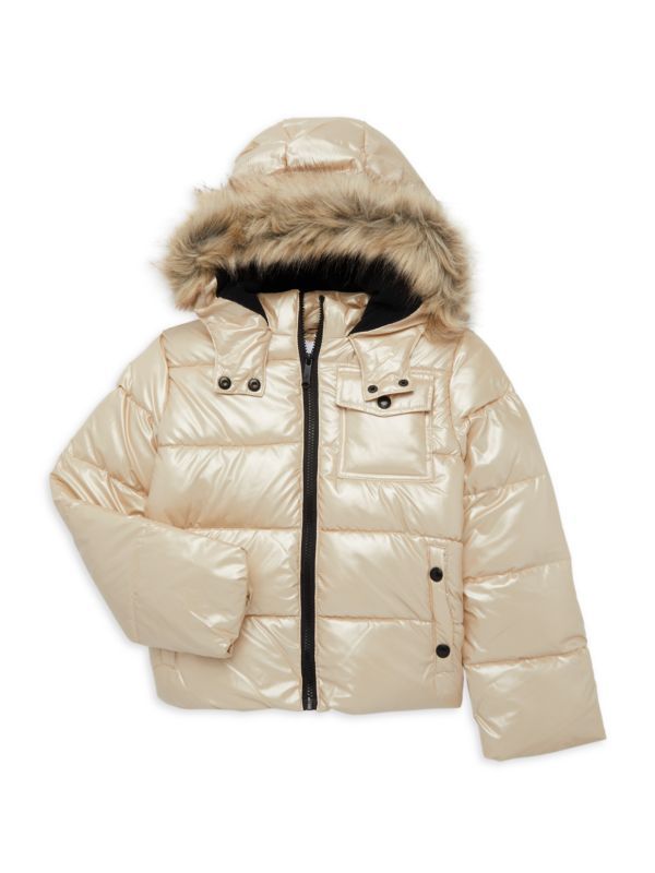 Sam Edelman Little Girl's Faux Fur Trim Hood Puffer Jacket on SALE | Saks OFF 5TH | Saks Fifth Avenue OFF 5TH