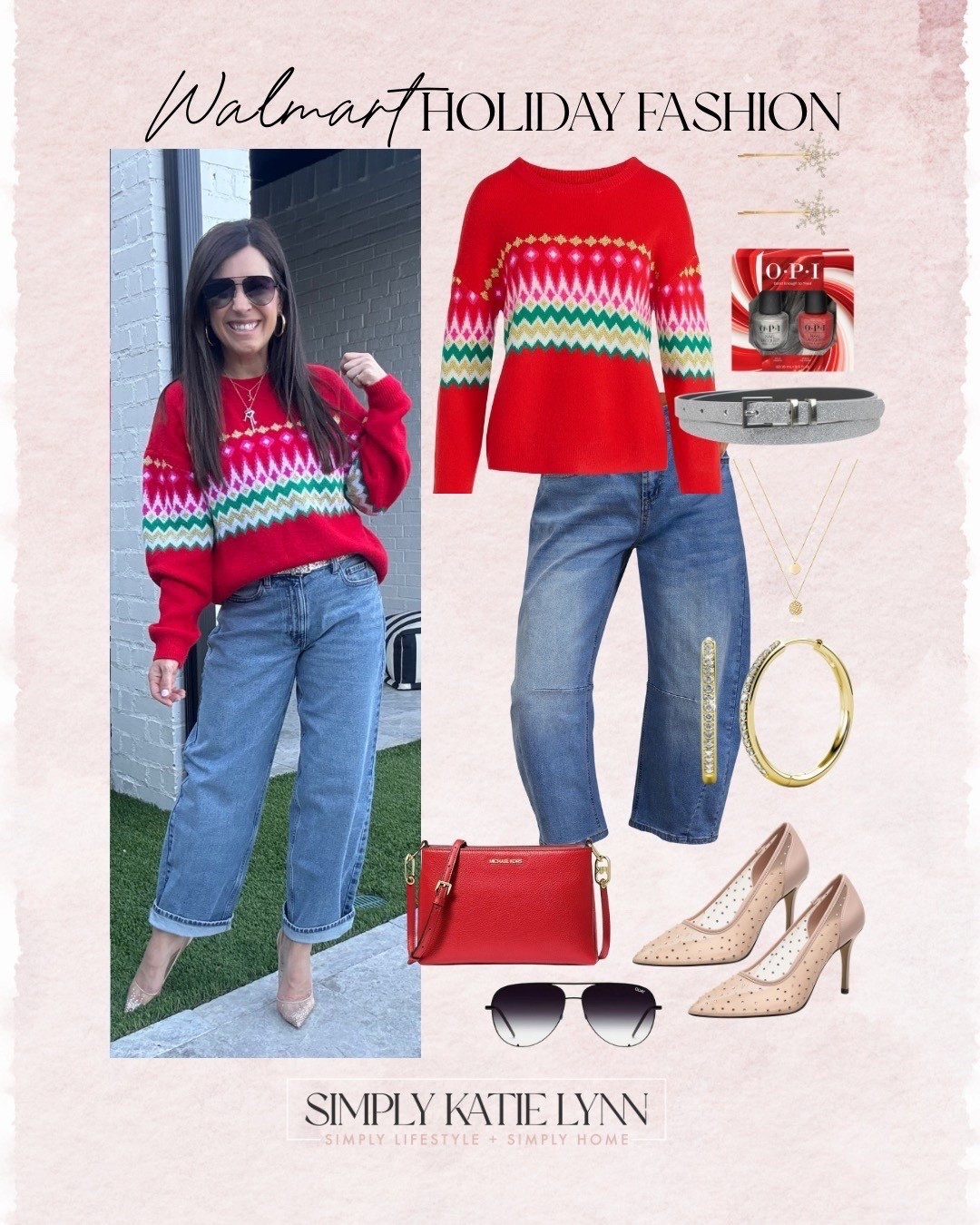 The whole ‘fit ready for your holiday happy hour ❤️🩷

Walmart fashion, Walmart holiday, ootd, Walmart style, Christmas sweater, barrel jeans, nude heel, aviator sunglasses 


#LTKootd #LTKPetite #LTKGiftGuide