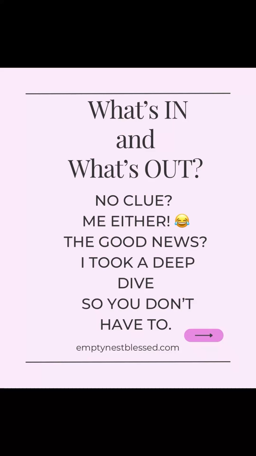 I always feel like I’m the last one to know what’s “in” and what’s “out”… so naturally, I went down the internet rabbit hole for all of us. 😂

From healthier skincare and softer colors to retro sneakers, east/west bags, and the end of “anti-aging” talk… these are some of the trends, mindset shifts, and style changes everyone’s talking about right now. Some made me laugh, some surprised me, and honestly… a few of them make a lot of sense.

Everything in this roundup is linked for you in one place. 💗

#LTKselfcare #LTKSeasonal #LTKOver40