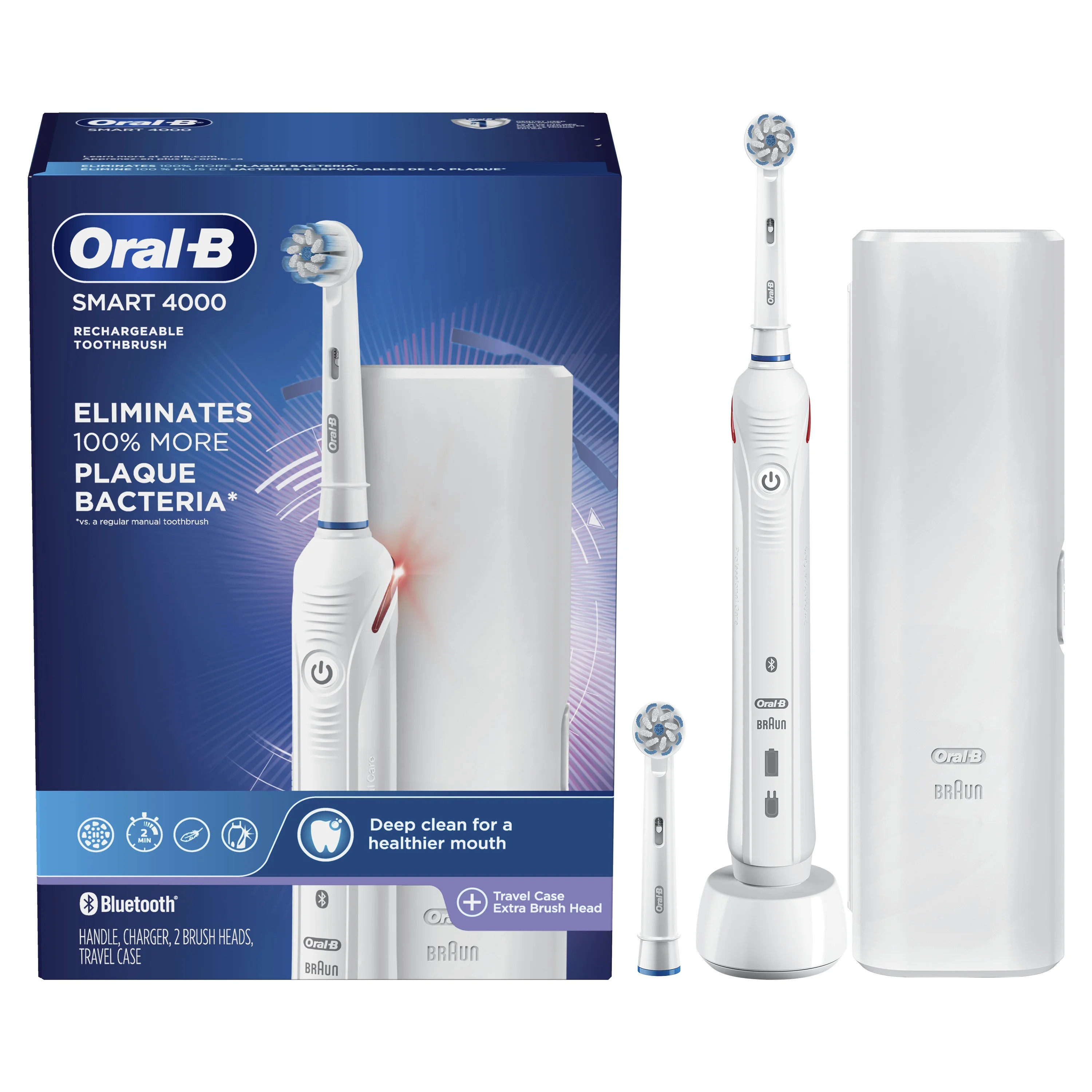 Oral-B Smart 4000 Rechargeable Electric Toothbrush, Extra Brush Head | Walmart (US)