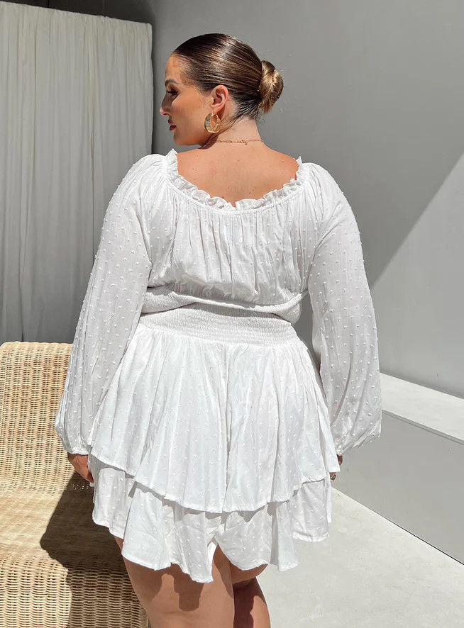 The Love Galore Long Sleeve Romper White Curve | Princess Polly US