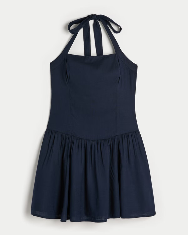 Drop Waist Halter Mini Dress | Hollister (US)