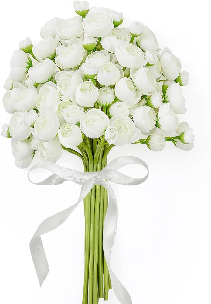 Serwalin 𝟭𝟴𝙋𝙘𝙨 Ranunculus Artificial Flowers, Faux Peonies Faux Flowers Silk Ranun... | Amazon (US)