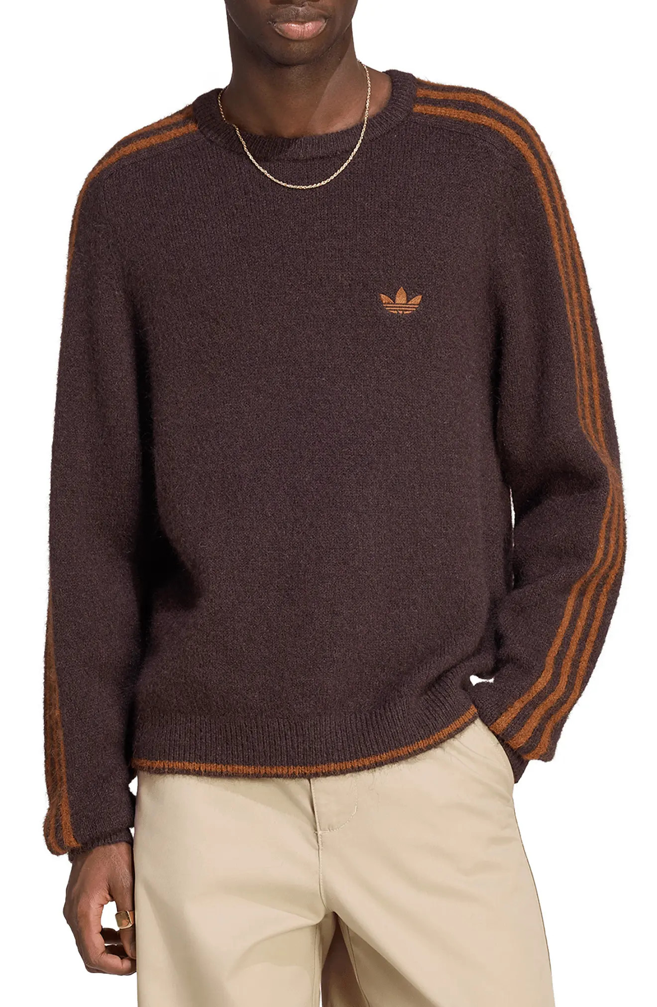 adidas 3-Stripes Fluffy Knit Sweater (Men) | Nordstrom | Nordstrom