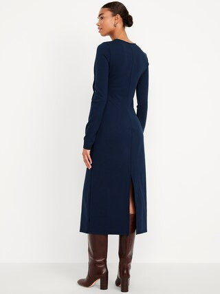 Long-Sleeve Twist-Neck Midi Dress | Old Navy (US)