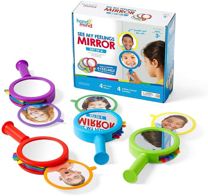 hand2mind See My Feelings Mirror, Play Therapy Toys, Mindfulness for Kids, Emotional Regulation A... | Amazon (US)
