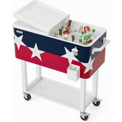 VINGLI 80 Quart Rolling Ice Chest, Portable Patio Party Bar Drink Cooler Cart, with Shelf, Beverage Pool with Bottle Opener | Target