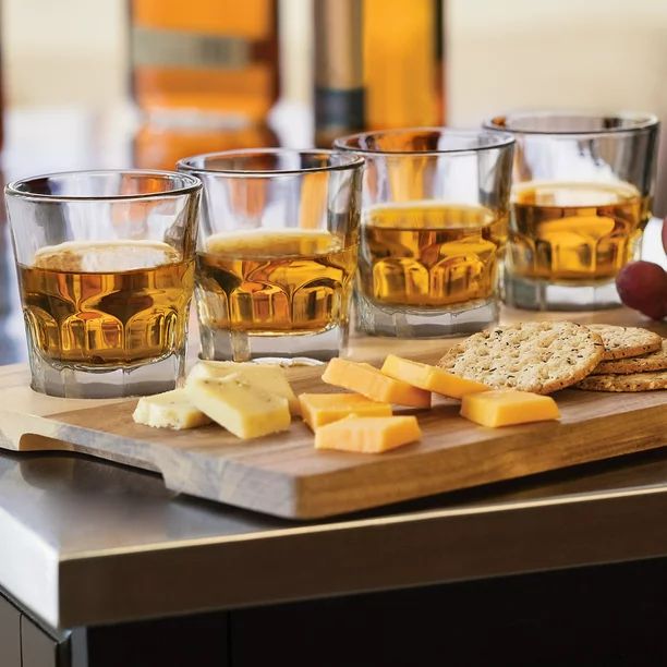 Libbey Craft Spirits Whiskey Flight Glass Set with Wood Carrier, 4 Glasses - Walmart.com | Walmart (US)