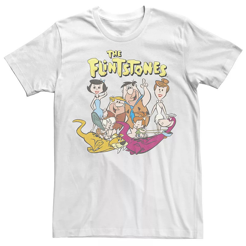 Men's The Flintstone Family Portrait Logo Tee, Size: XXL, White | Kohl's