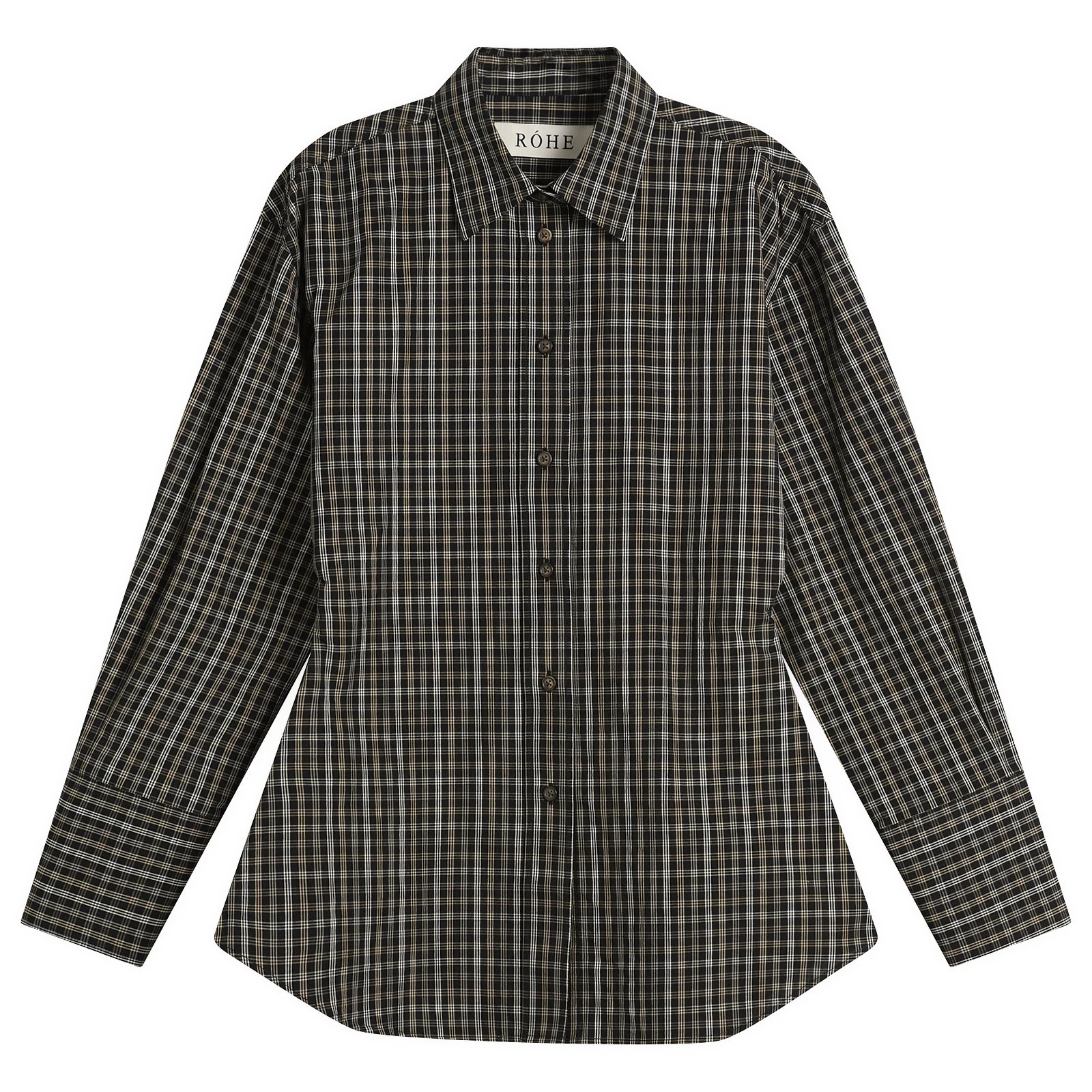 Róhe Women's Shaped Check Shirt in Black/Brown Check, Size EUR 34 | END. Clothing