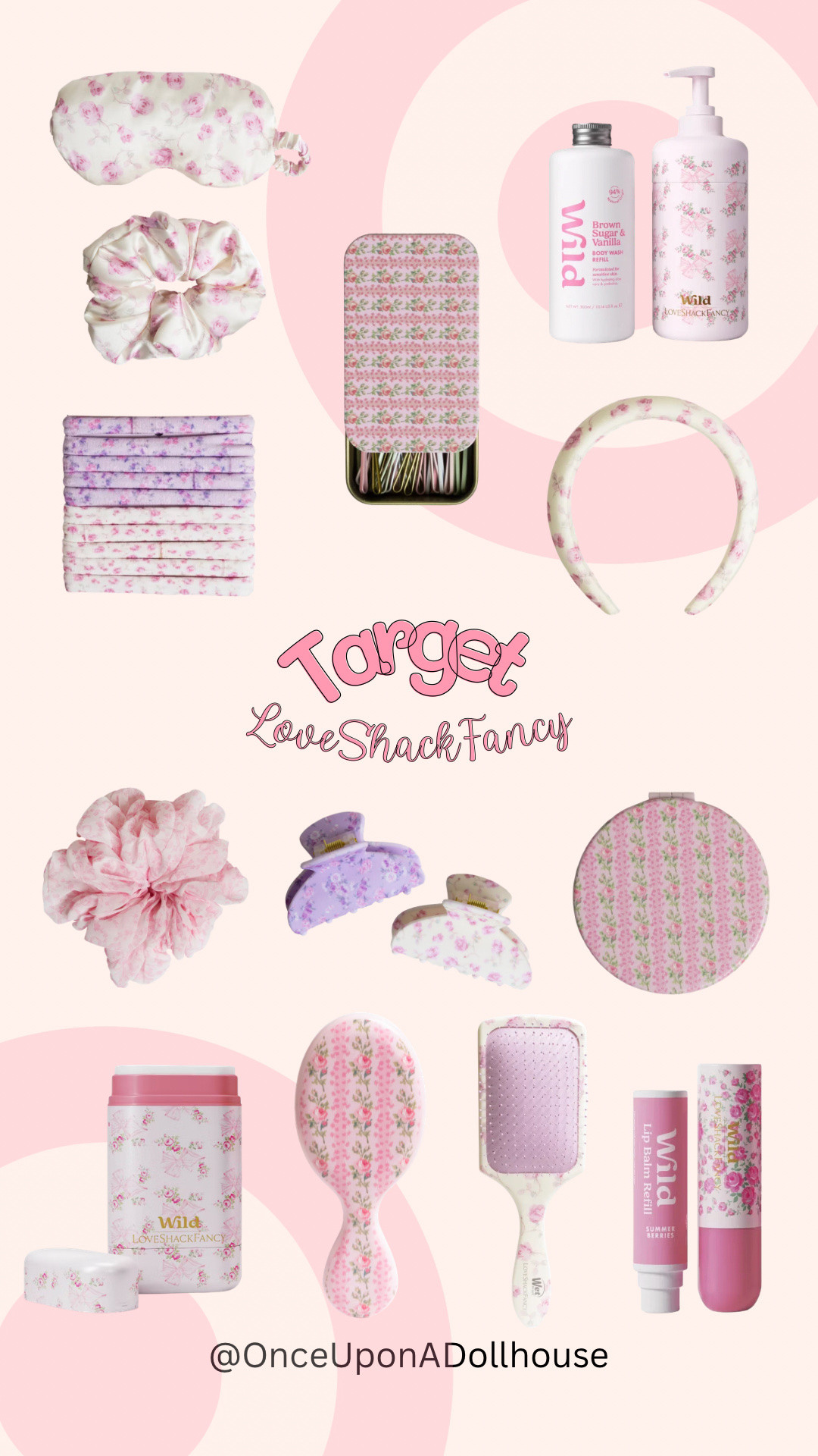 Target x LoveShackFancy Beauty Finds! 

Wet brush, clips, hairband, eye mask, scrunchie, deodorant, bodywash, lip balm, elastic bands

#LTKbeauty #LTKsummer #LTKstyletip