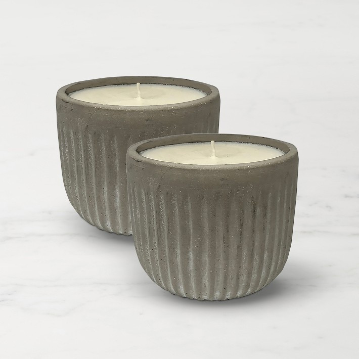 K. Hall Grooved Cement Citronella Candle, Set of 2 | Williams-Sonoma