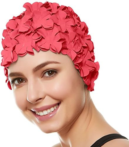 BEEMO Floral Petal Ladies Bathing Swim Cap Women Retro Swim Hat Long/Short Hair | Amazon (US)