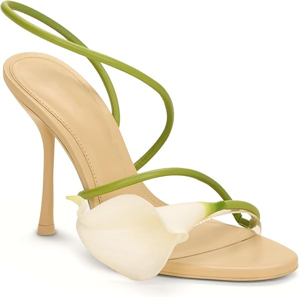 Flower Heels for Women Calla Lily Strappy High Heel Sandals | Amazon (US)