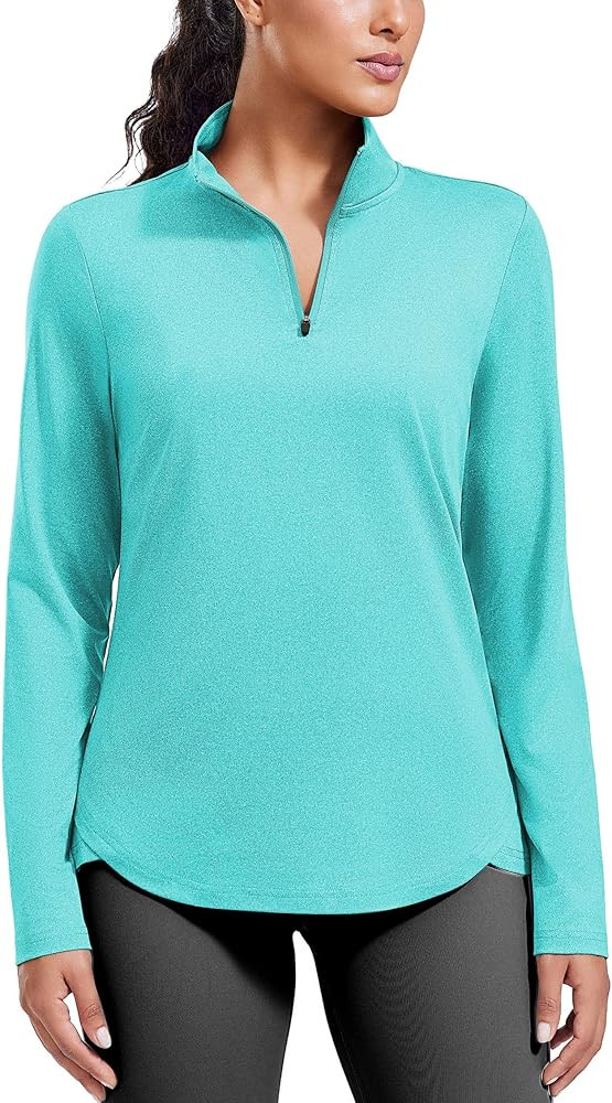 PINSPARK Workout Tops for Women Long Sleeve Athletic Shirt Quarter Zip Running Shirts Stretchy UP... | Amazon (US)