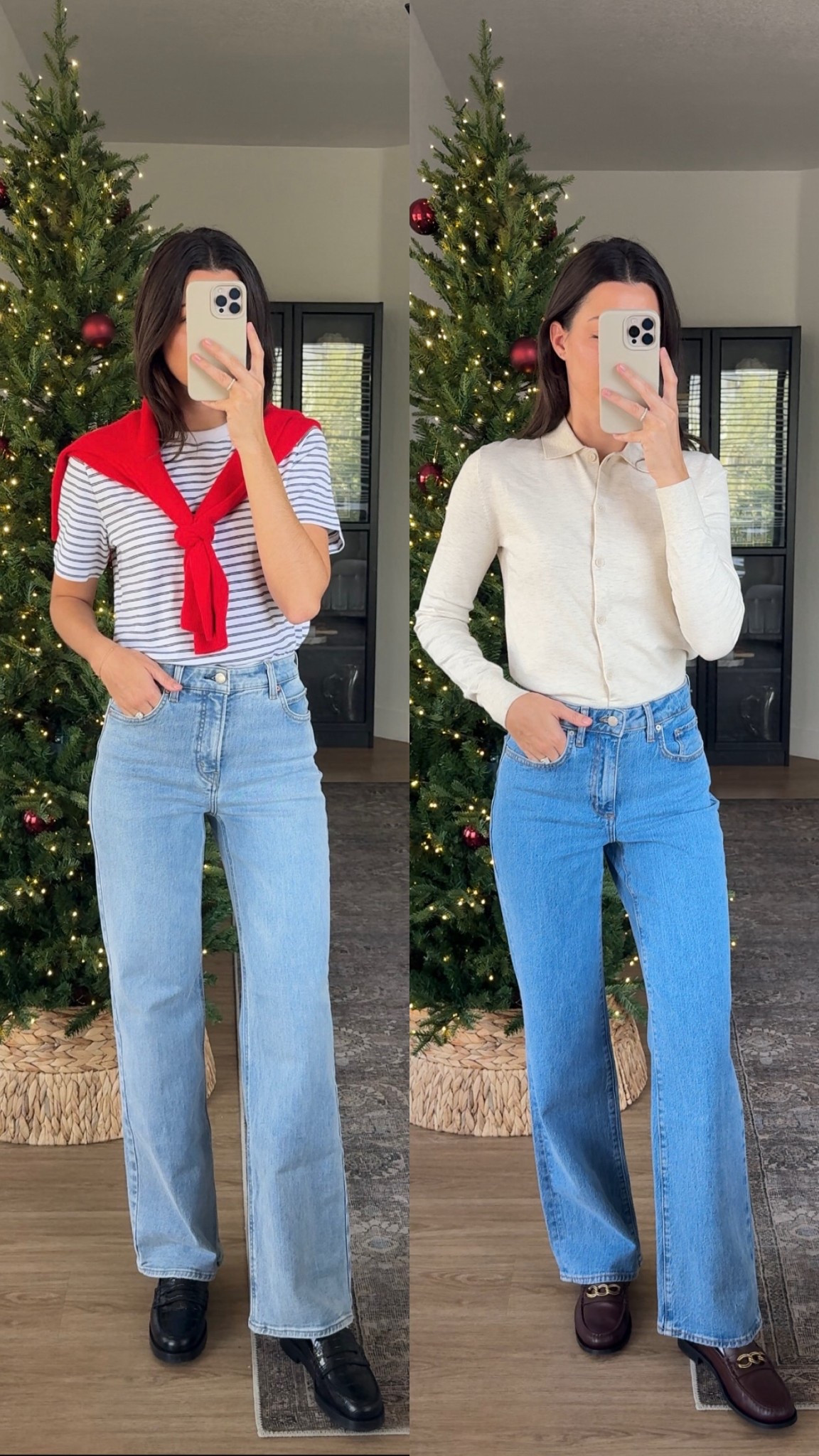 @aritzia favorites on sale! ❤️Up to 20% off sitewide will open to the public on 11/25, log in to your online account to see if you have early access to the Clientele Sale starting today! 

The jeans on the left are the “snatched” style and the jeans on the right are the “Remy” style! 

I’m 5’7” and I wear a size Small, 2, or 25 at Aritzia! #aritziaoutfits #aritziapartner

