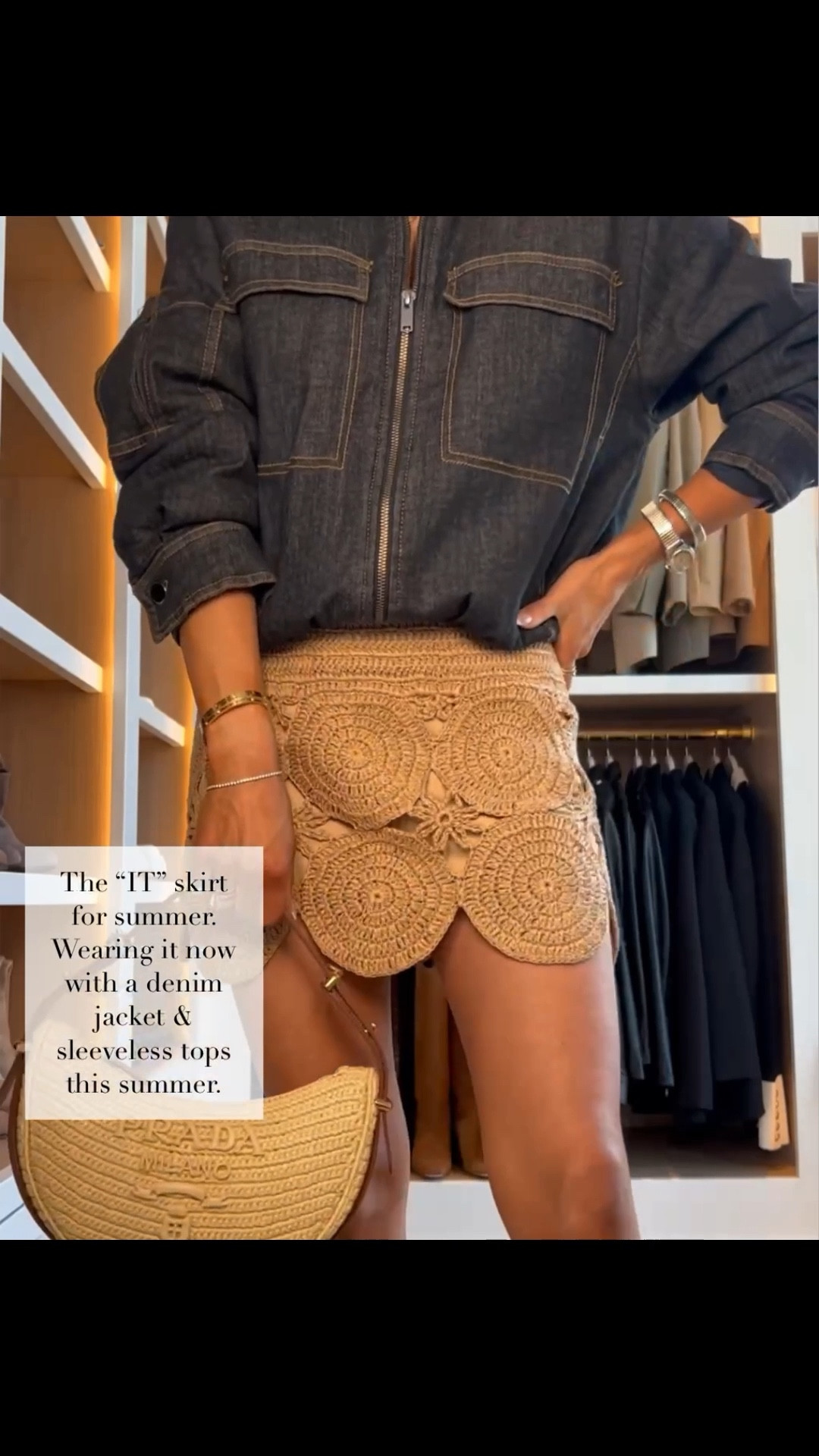 Spring date night outfit ideas that feel effortless but still elevated. I love this combo of a structured denim bomber with a feminine crochet skirt for the perfect balance of casual and chic. Finished with neutral heels and a raffia bag for a soft, resort inspired touch that works for vacation, spring break, or date night.

Zara denim bomber jacket size XS
Simon Miller crochet skirt size XS
Mango tan heels runs TTS
Prada raffia handbag

miamiamine spring date night outfit resort wear spring break outfit vacation outfit denim bomber jacket crochet skirt chic elevated style everyday outfits



#LTKootd #LTKPetite #LTKTravel