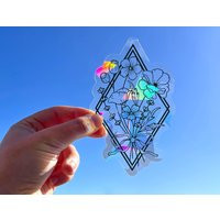 Wildflower Suncatcher Sticker, Floral Rainbow Window Decal, Maker Cute Vinyl Prism Sun Catcher Cling Gift | Etsy (US)